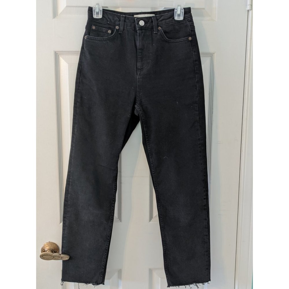 Topshop black high-waisted boyfriend jeans, sz 26